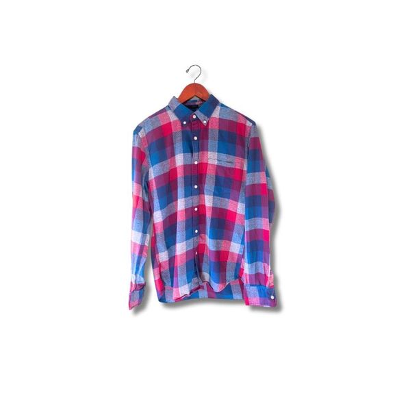 J. Crew Men Button Down Slim Flannel Shirt Size M Long Sleeve Casual - Picture 1 of 7